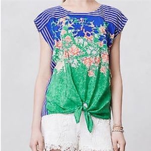 Anthro Moulinette Souers floral striped top